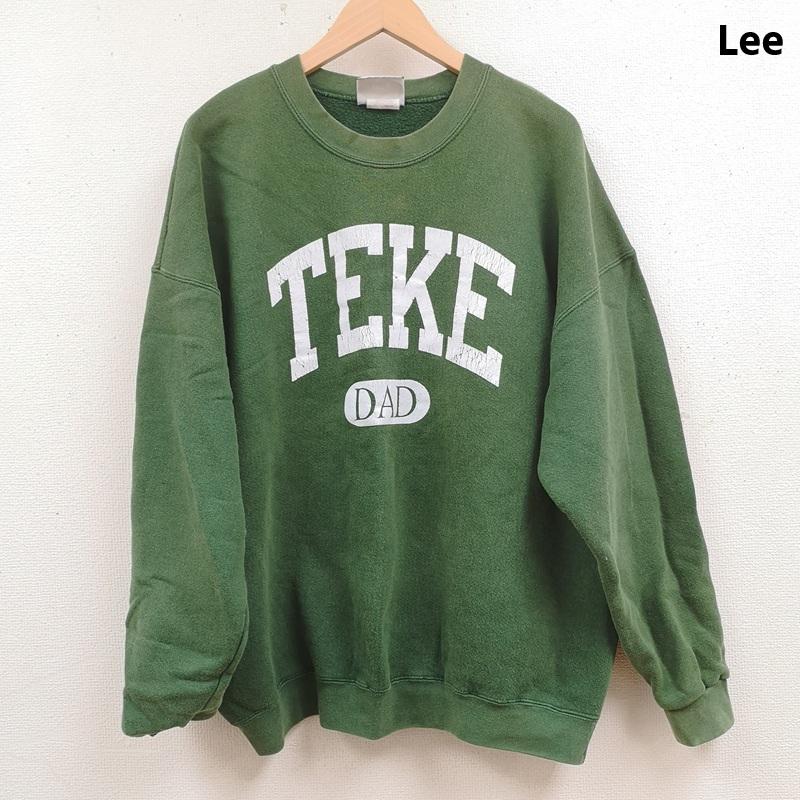 リー Lee トレーナー 長袖 USA製 カレッジ 大学 アーチロゴ ビッグシルエット 裏起毛 クルーネック スウェット トレーナー XL 緑 / グリーン / green メンズ USED 古着 中古 50165880