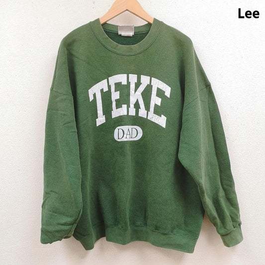 リー Lee トレーナー 長袖 USA製 カレッジ 大学 アーチロゴ ビッグシルエット 裏起毛 クルーネック スウェット トレーナー XL 緑 / グリーン / green メンズ USED 古着 中古 50165880