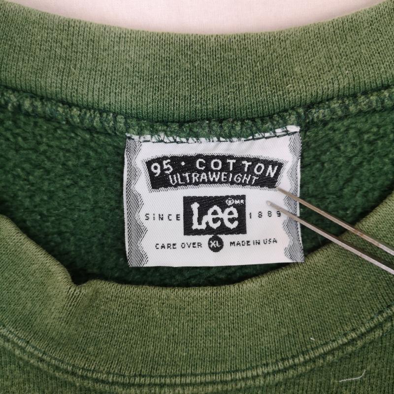 リー Lee トレーナー 長袖 USA製 カレッジ 大学 アーチロゴ ビッグシルエット 裏起毛 クルーネック スウェット トレーナー XL 緑 / グリーン / green メンズ USED 古着 中古 50165880