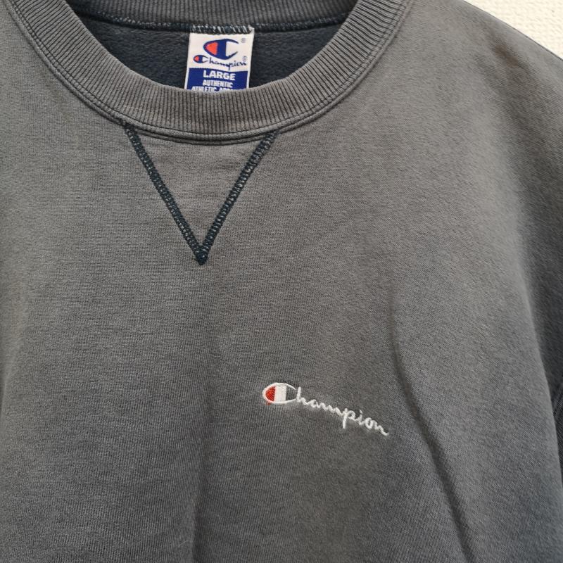 チャンピオン Champion トレーナー 長袖 90s メキシコ製 青刺繍タグ Vガゼット V字ステッチ 裏起毛 クルーネック スウェット トレーナー L 紺 / ネイビー / navy メンズ USED 古着 中古 50165881