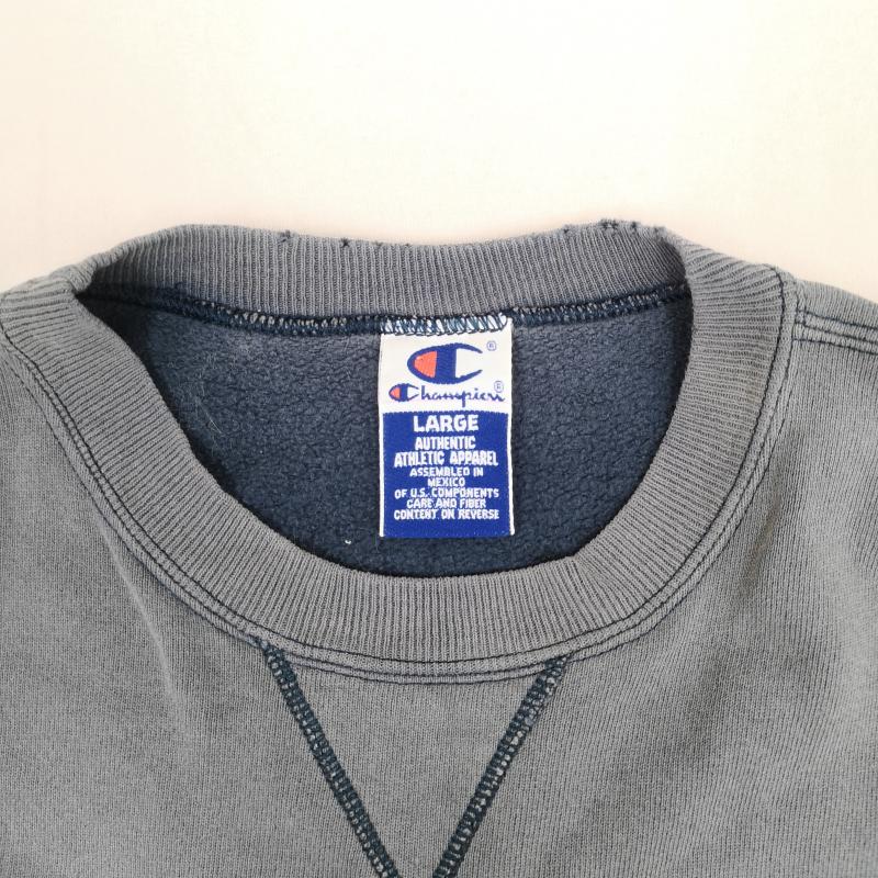 チャンピオン Champion トレーナー 長袖 90s メキシコ製 青刺繍タグ Vガゼット V字ステッチ 裏起毛 クルーネック スウェット トレーナー L 紺 / ネイビー / navy メンズ USED 古着 中古 50165881
