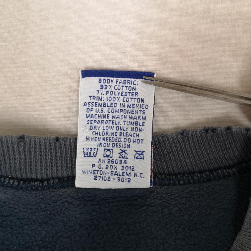 チャンピオン Champion トレーナー 長袖 90s メキシコ製 青刺繍タグ Vガゼット V字ステッチ 裏起毛 クルーネック スウェット トレーナー L 紺 / ネイビー / navy メンズ USED 古着 中古 50165881