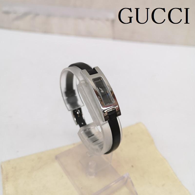 グッチ GUCCI 腕時計 アナログ（クォーツ式） 腕時計 クォーツ 2針 レクタンギュラー 3900L パテントレザー - 黒 / ブラック / black X 銀 / シルバー / silver color レディース USED 古着 中古 50165882