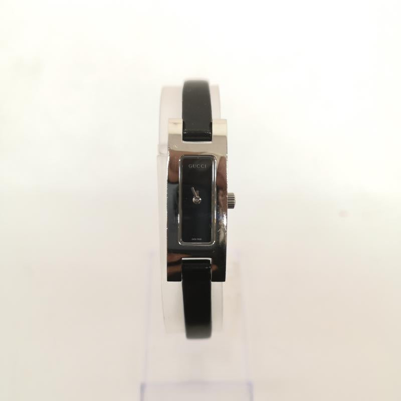 グッチ GUCCI 腕時計 アナログ（クォーツ式） 腕時計 クォーツ 2針 レクタンギュラー 3900L パテントレザー - 黒 / ブラック / black X 銀 / シルバー / silver color レディース USED 古着 中古 50165882