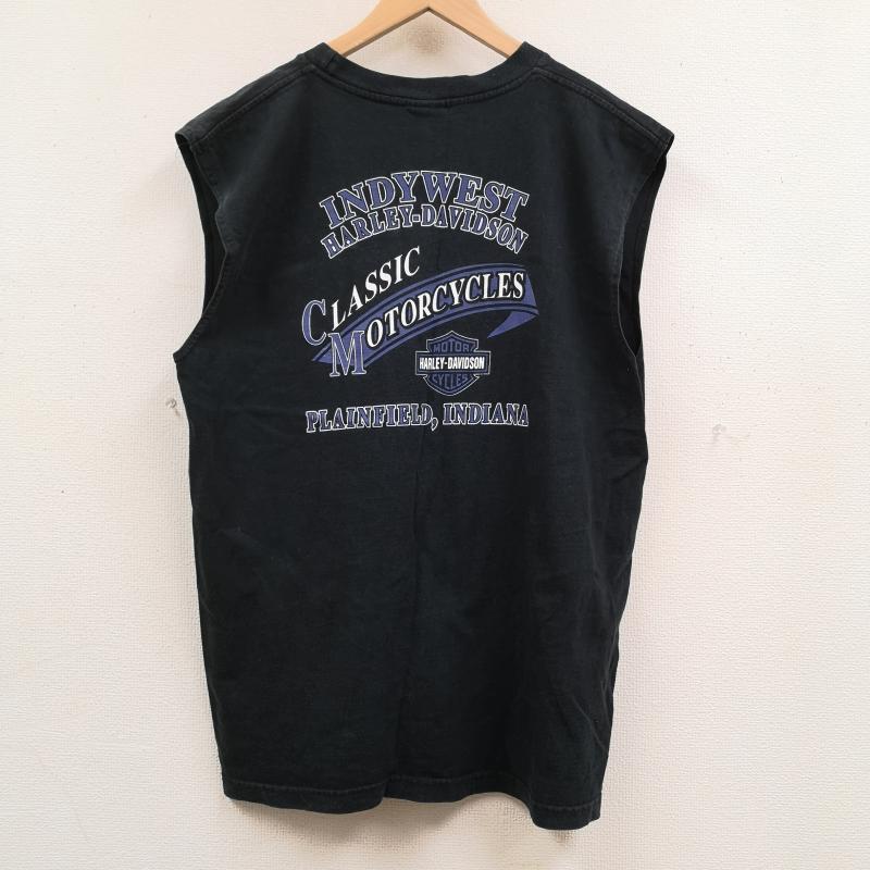 ハーレーダビッドソン Harley-Davidson タンクトップ タンクトップ Vネック カットオフ 切りっぱなし バイカー 3D風 BAR & SHIELD ノースリーブ Tシャツ タンクトップ XL 黒 / ブラック / black メンズ USED 古着 中古 50165893
