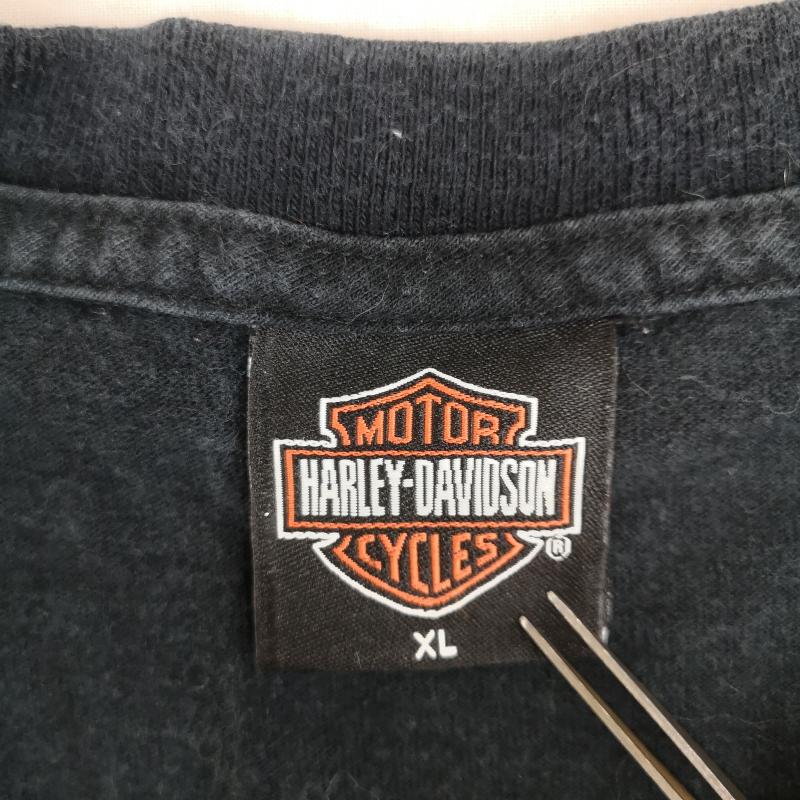 ハーレーダビッドソン Harley-Davidson タンクトップ タンクトップ Vネック カットオフ 切りっぱなし バイカー 3D風 BAR & SHIELD ノースリーブ Tシャツ タンクトップ XL 黒 / ブラック / black メンズ USED 古着 中古 50165893