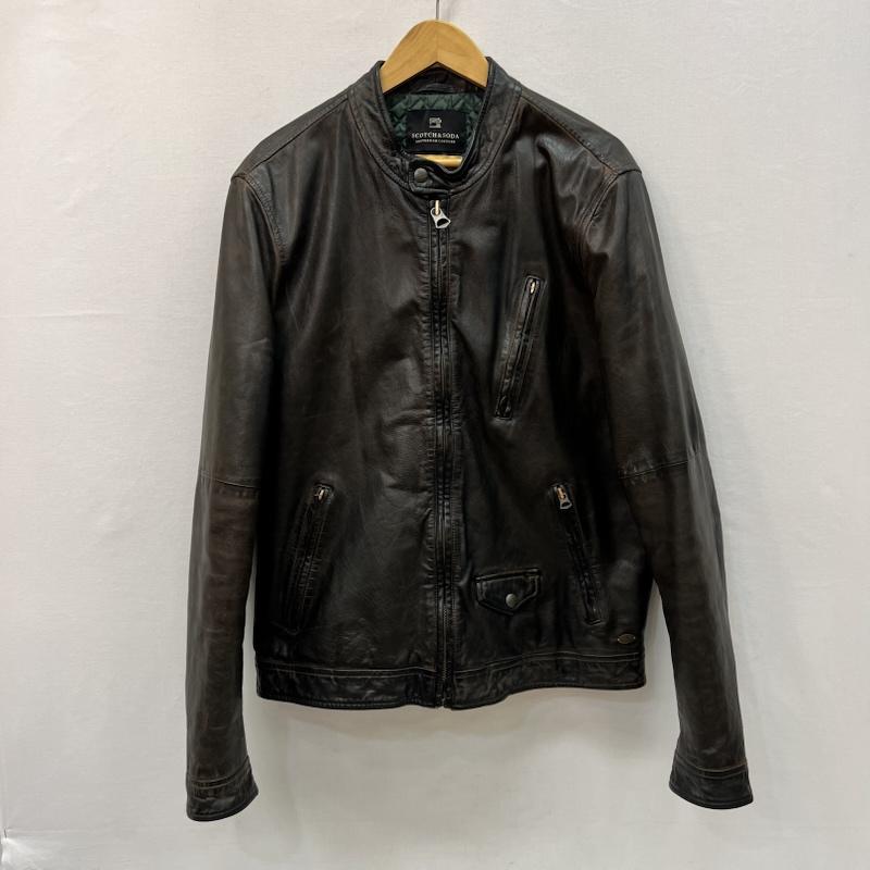 スコッチアンドソーダ SCOTCH＆SODA ジャケット、上着 ライダース ゴートレザー シングル ライダースジャケット ヴィンテージ加工 L 茶 / ブラウン / brown メンズ USED 古着 中古 50165913