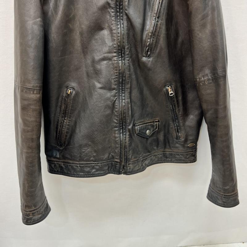スコッチアンドソーダ SCOTCH＆SODA ジャケット、上着 ライダース ゴートレザー シングル ライダースジャケット ヴィンテージ加工 L 茶 / ブラウン / brown メンズ USED 古着 中古 50165913