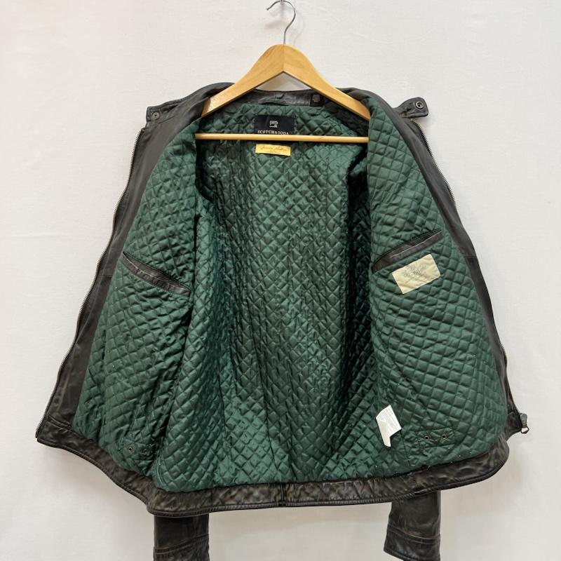 スコッチアンドソーダ SCOTCH＆SODA ジャケット、上着 ライダース ゴートレザー シングル ライダースジャケット ヴィンテージ加工 L 茶 / ブラウン / brown メンズ USED 古着 中古 50165913