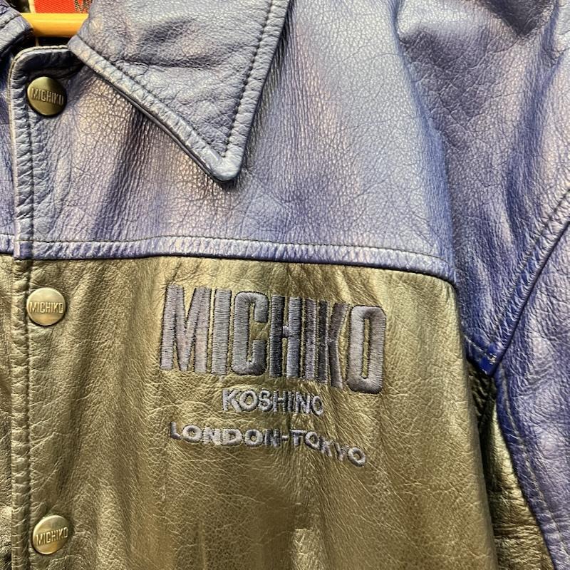 ヴィンテージ VINTAGE ジャケット、上着 レザージャケット 90s MICHIKO LONDON レザー スタジャン M 青 / ブルー / blue X 黒 / ブラック / black レディース USED 古着 中古 50165914