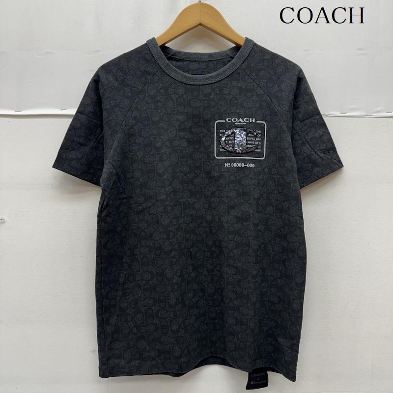 コーチ COACH Tシャツ 半袖 champion スパンコール ロゴ シグネチャー 総柄 Tシャツ XS ダークグレー / ダークグレー / メンズ USED 古着 中古 50165924
