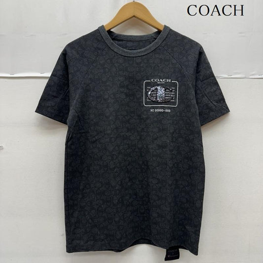 コーチ COACH Tシャツ 半袖 champion スパンコール ロゴ シグネチャー 総柄 Tシャツ XS ダークグレー / ダークグレー / メンズ USED 古着 中古 50165924