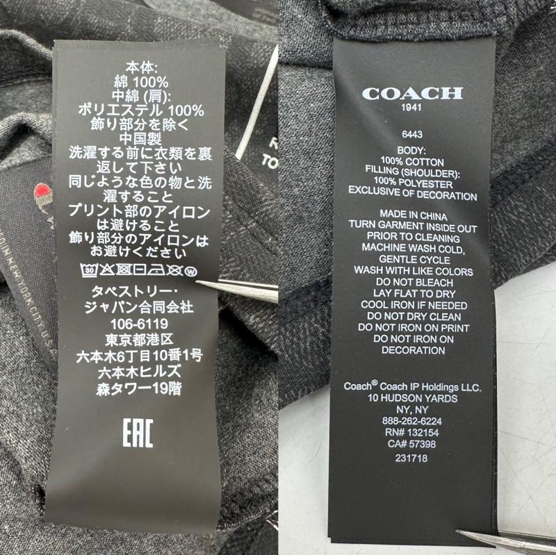 コーチ COACH Tシャツ 半袖 champion スパンコール ロゴ シグネチャー 総柄 Tシャツ XS ダークグレー / ダークグレー / メンズ USED 古着 中古 50165924