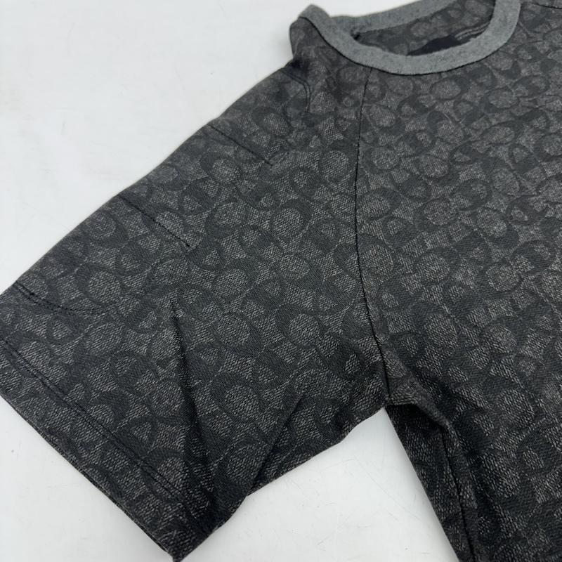 コーチ COACH Tシャツ 半袖 champion スパンコール ロゴ シグネチャー 総柄 Tシャツ XS ダークグレー / ダークグレー / メンズ USED 古着 中古 50165924