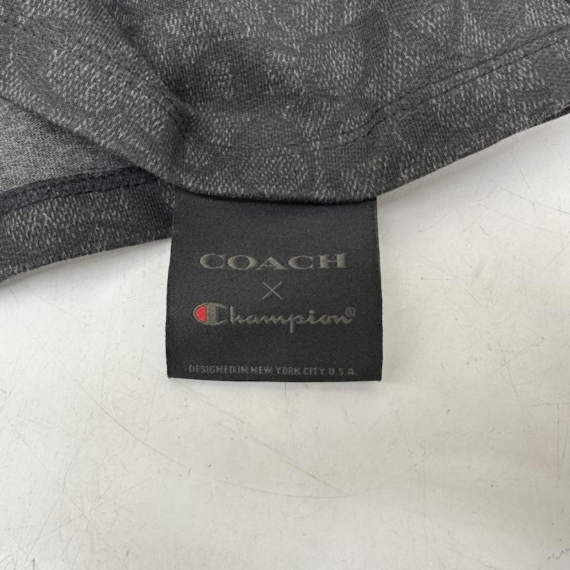 コーチ COACH Tシャツ 半袖 champion スパンコール ロゴ シグネチャー 総柄 Tシャツ XS ダークグレー / ダークグレー / メンズ USED 古着 中古 50165924