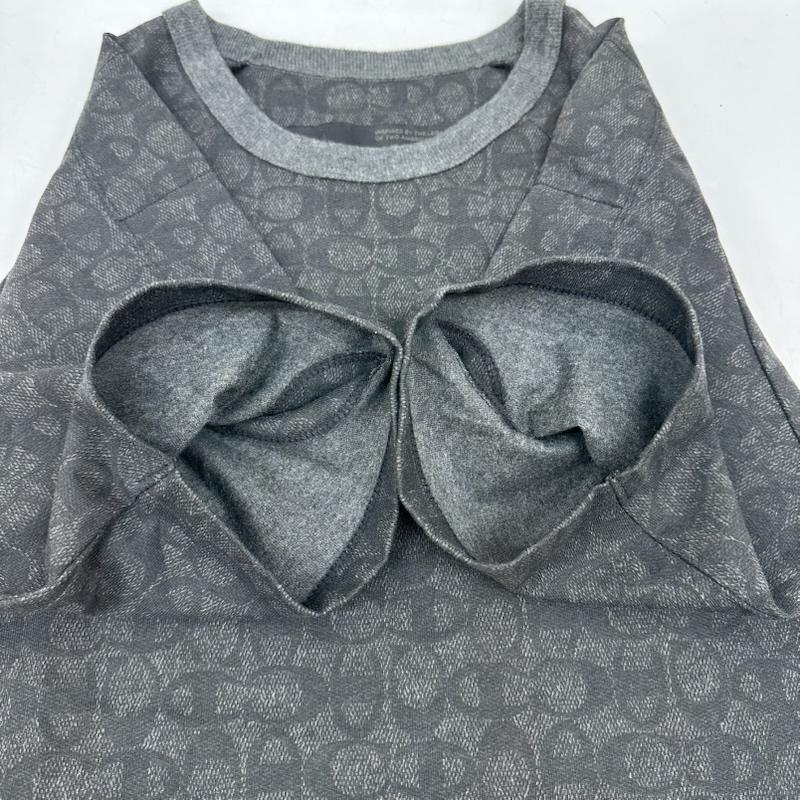 コーチ COACH Tシャツ 半袖 champion スパンコール ロゴ シグネチャー 総柄 Tシャツ XS ダークグレー / ダークグレー / メンズ USED 古着 中古 50165924