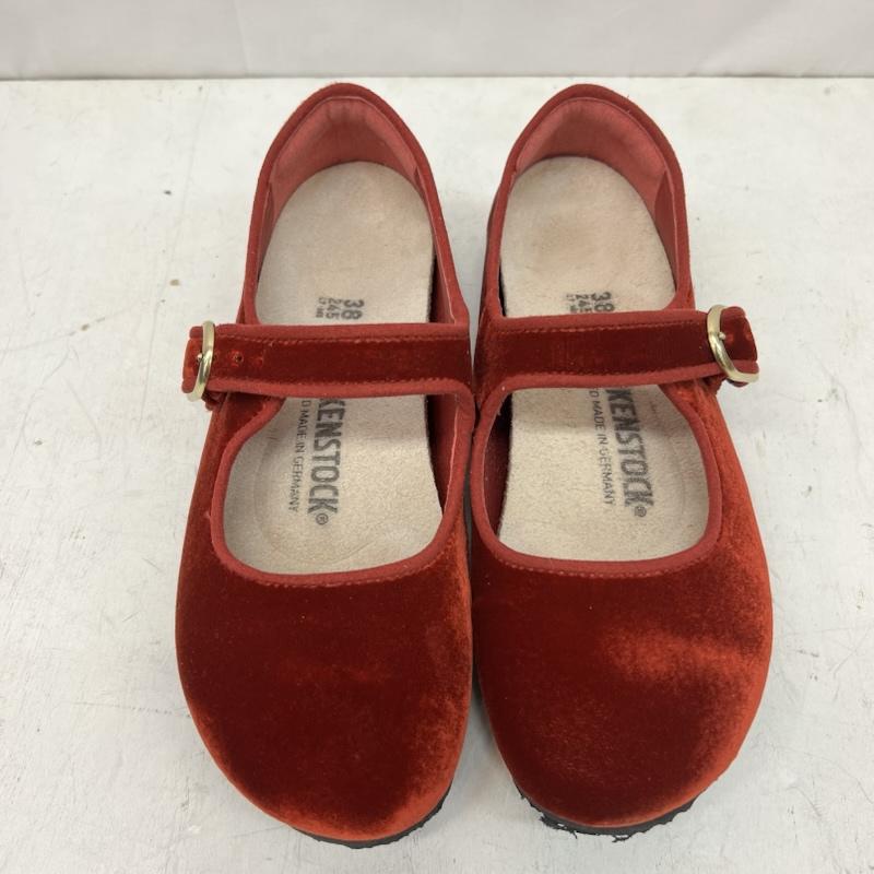 ビルケンシュトック BIRKENSTOCK カジュアルシューズ カジュアルシューズ Santa Clarita メリージェーン フラットシューズ ベロア 24.5cm 赤 / レッド / red レディース USED 古着 中古 50165925