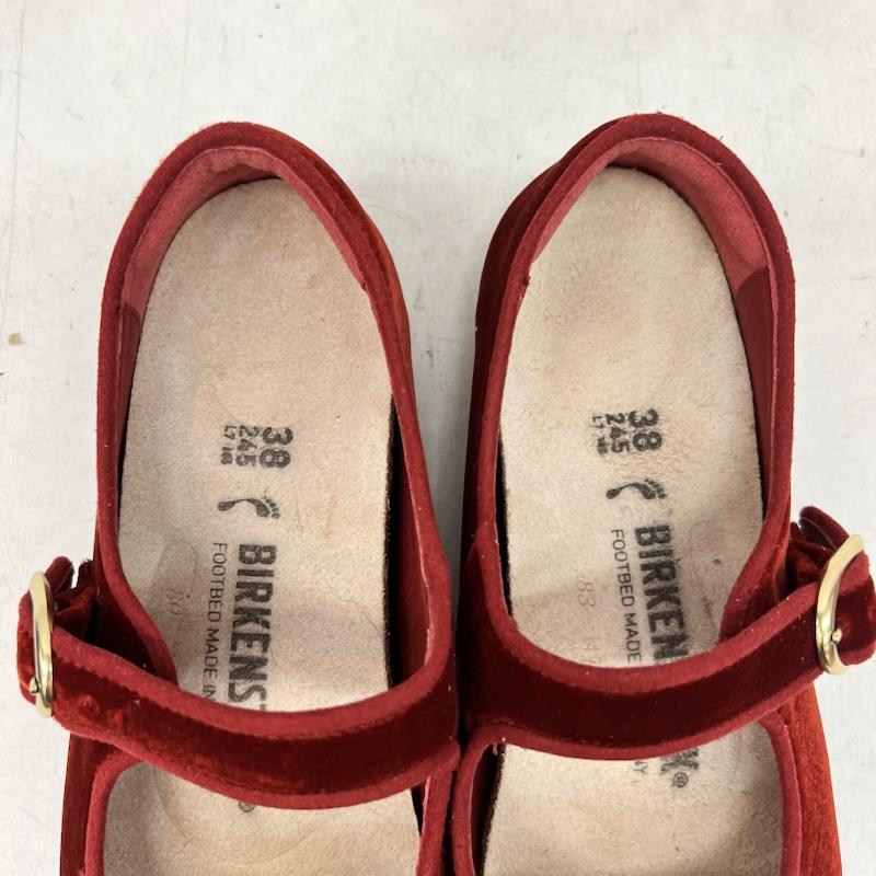 ビルケンシュトック BIRKENSTOCK カジュアルシューズ カジュアルシューズ Santa Clarita メリージェーン フラットシューズ ベロア 24.5cm 赤 / レッド / red レディース USED 古着 中古 50165925