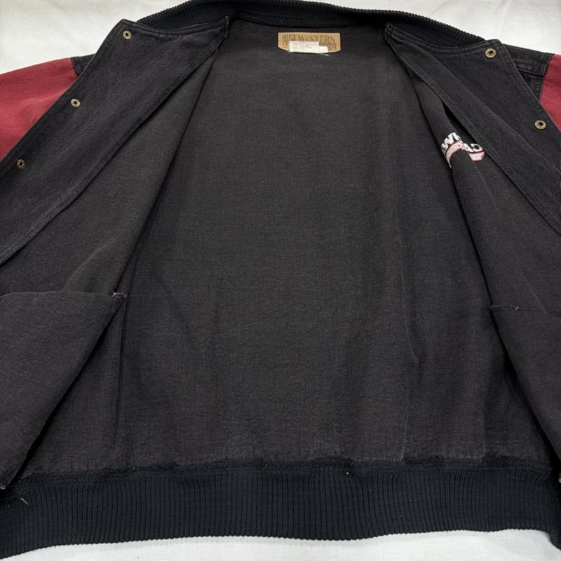ヴィンテージ VINTAGE ジャケット、上着 ジャンパー、ブルゾン CASHWAY ロゴ 刺繍 デニム ヴィンテージ スタジアム ジャケット ブルゾン スナップボタン XXL ロゴ、文字 X 刺繍 黒 / ブラック / black X 赤 / レッド / red メンズ USED 古着 中古 50165934