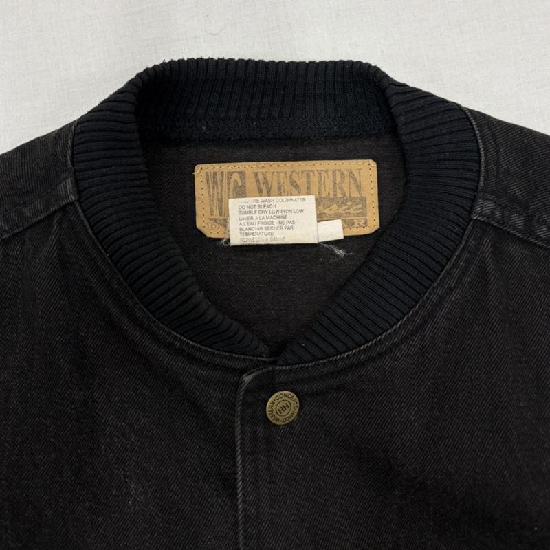 ヴィンテージ VINTAGE ジャケット、上着 ジャンパー、ブルゾン CASHWAY ロゴ 刺繍 デニム ヴィンテージ スタジアム ジャケット ブルゾン スナップボタン XXL ロゴ、文字 X 刺繍 黒 / ブラック / black X 赤 / レッド / red メンズ USED 古着 中古 50165934