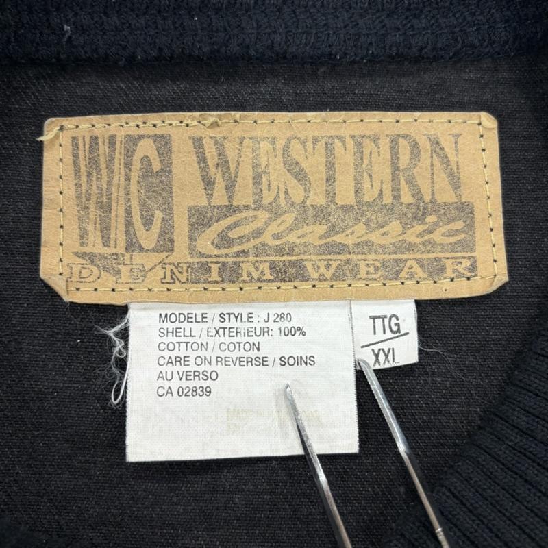 ヴィンテージ VINTAGE ジャケット、上着 ジャンパー、ブルゾン CASHWAY ロゴ 刺繍 デニム ヴィンテージ スタジアム ジャケット ブルゾン スナップボタン XXL ロゴ、文字 X 刺繍 黒 / ブラック / black X 赤 / レッド / red メンズ USED 古着 中古 50165934