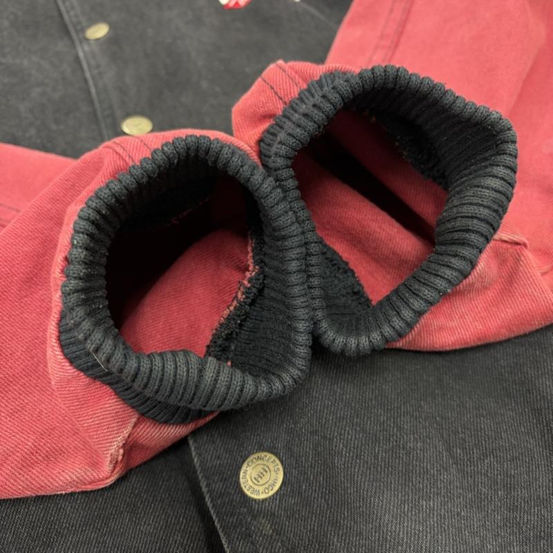 ヴィンテージ VINTAGE ジャケット、上着 ジャンパー、ブルゾン CASHWAY ロゴ 刺繍 デニム ヴィンテージ スタジアム ジャケット ブルゾン スナップボタン XXL ロゴ、文字 X 刺繍 黒 / ブラック / black X 赤 / レッド / red メンズ USED 古着 中古 50165934