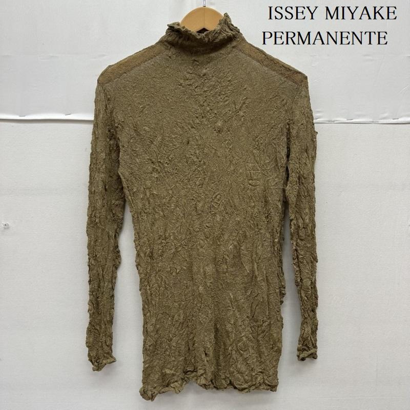 イッセイミヤケペルマネンテ ISSEY MIYAKE PERMANENTE カットソー 長袖 シワ 加工 ハイネック シアー カットソー PE53-JJ203 M 茶 / ブラウン / brown レディース USED 古着 中古 50165937