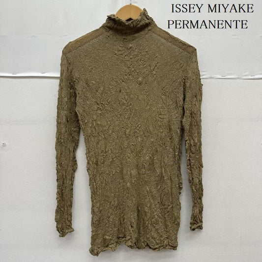 イッセイミヤケペルマネンテ ISSEY MIYAKE PERMANENTE カットソー 長袖 シワ 加工 ハイネック シアー カットソー PE53-JJ203 M 茶 / ブラウン / brown レディース USED 古着 中古 50165937