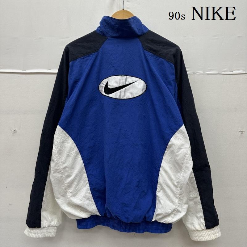 ナイキ NIKE ジャケット、上着 ジャンパー、ブルゾン 90s 銀タグ ロゴ 刺繍 ナイロン ジャケット - 青 / ブルー / blue X 白 / ホワイト / white メンズ USED 古着 中古 50165939