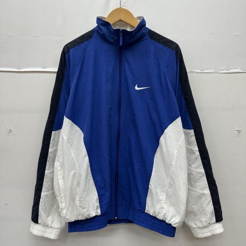 ナイキ NIKE ジャケット、上着 ジャンパー、ブルゾン 90s 銀タグ ロゴ 刺繍 ナイロン ジャケット - 青 / ブルー / blue X 白 / ホワイト / white メンズ USED 古着 中古 50165939