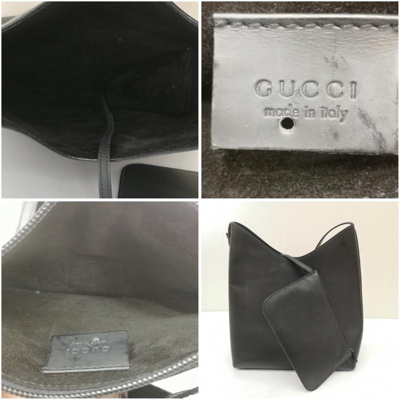 グッチ GUCCI トートバッグ トートバッグ 001-1942-1705 セミショルダー バッグ レザー ブラック ポーチ付き レディース USED 古着 中古 50165952