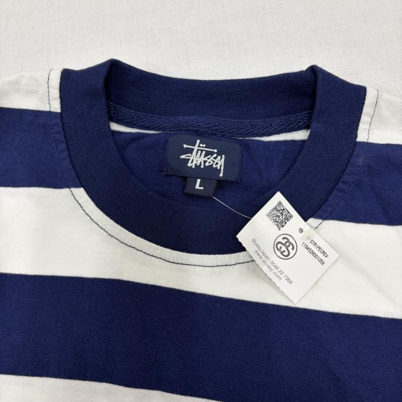 ステューシー STUSSY Tシャツ 半袖 OLD オールド 90s 半袖 ボーダー Tシャツ 紺タグ ヴィンテージ L ボーダー柄 白 / ホワイト / white X 紺 / ネイビー / navy メンズ USED 古着 中古 50165953