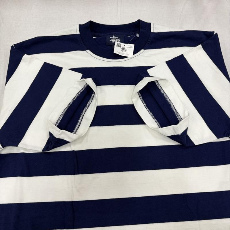 ステューシー STUSSY Tシャツ 半袖 OLD オールド 90s 半袖 ボーダー Tシャツ 紺タグ ヴィンテージ L ボーダー柄 白 / ホワイト / white X 紺 / ネイビー / navy メンズ USED 古着 中古 50165953