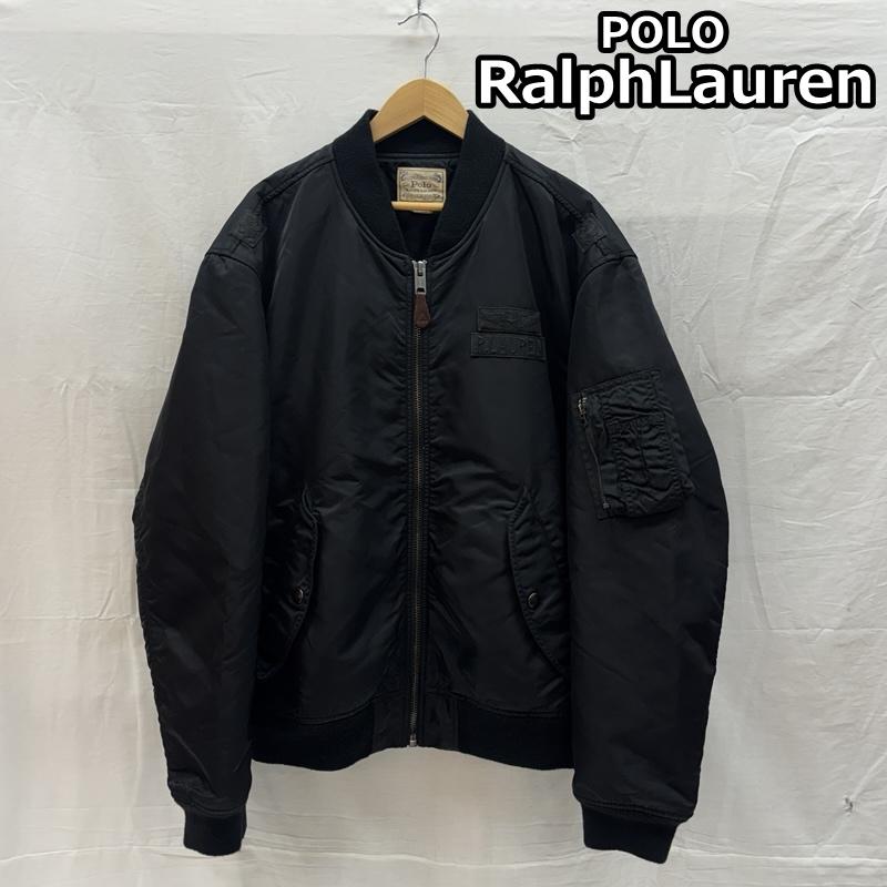 ポロラルフローレン POLO RALPH LAUREN ジャケット、上着 ジャンパー、ブルゾン MA-1 フライト ボンバー ジャケット TALON タロンジップ ビッグサイズ XXL 黒 / ブラック / black メンズ USED 古着 中古 50165957