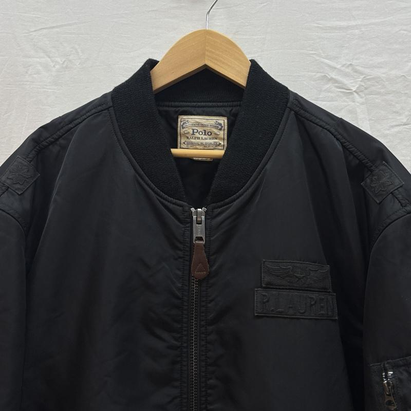 ポロラルフローレン POLO RALPH LAUREN ジャケット、上着 ジャンパー、ブルゾン MA-1 フライト ボンバー ジャケット TALON タロンジップ ビッグサイズ XXL 黒 / ブラック / black メンズ USED 古着 中古 50165957