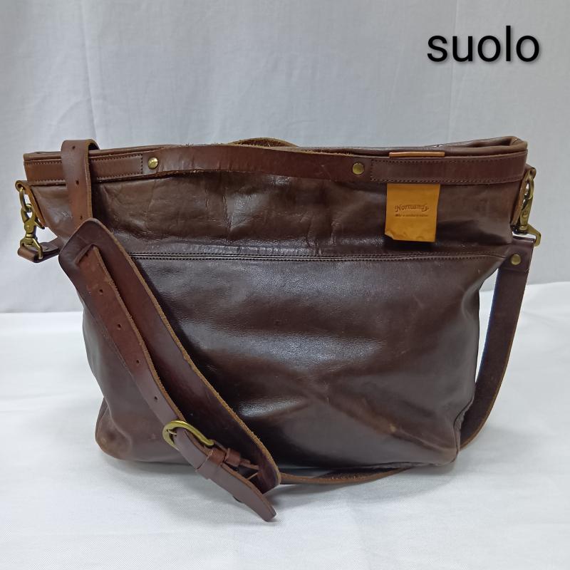 スオーロ SUOLO ショルダーバッグ ショルダーバッグ Normandy ショルダーバッグ 栃木レザー brown LEATHER BAG - 無地 茶 / ブラウン / brown メンズ USED 古着 中古 50165958