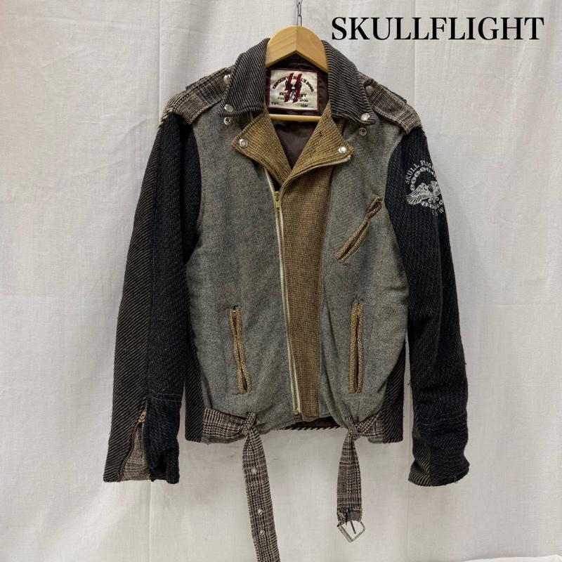 スカルフライト SKULLFLIGHT ジャケット、上着 ライダース ウール ツイード サラペ ライダースジャケット シルクスクリーン ロゴ - ロゴ、文字 メンズ USED 古着 中古 50165959