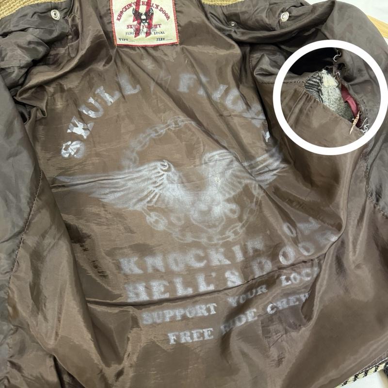 スカルフライト SKULLFLIGHT ジャケット、上着 ライダース ウール ツイード サラペ ライダースジャケット シルクスクリーン ロゴ - ロゴ、文字 メンズ USED 古着 中古 50165959