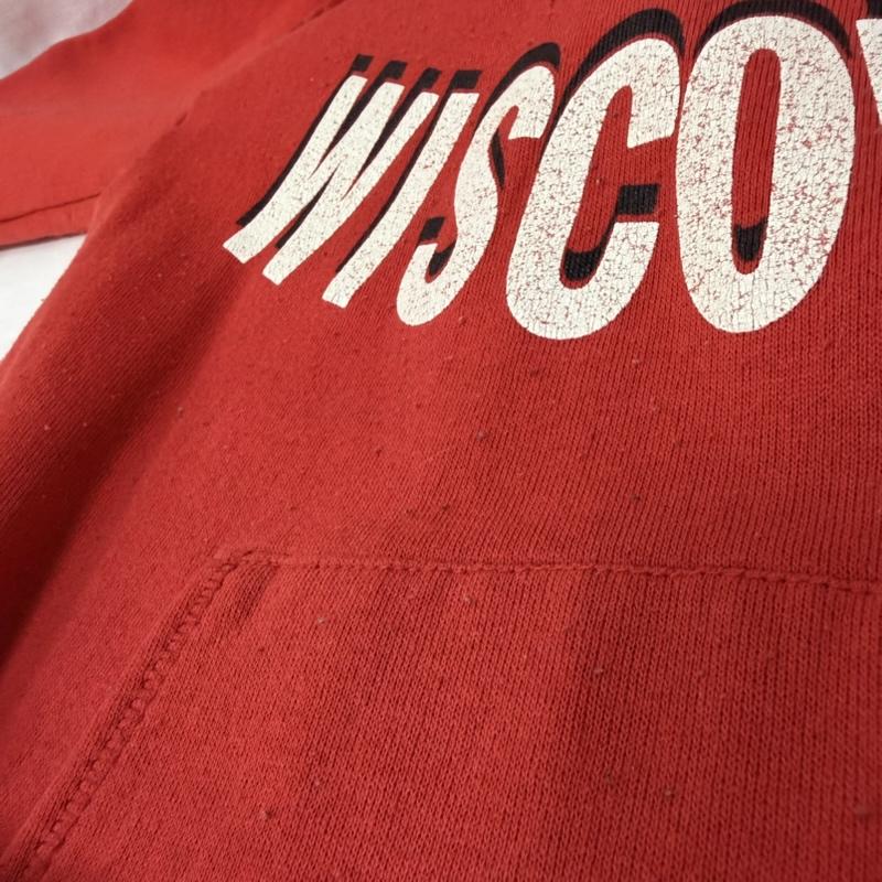 ヴィンテージ VINTAGE パーカー 長袖 sportswear by famous 80s カレッジプリントパーカー WISCONSIN red M USA製 M キャラクター X プリント 赤 / レッド / red メンズ USED 古着 中古 50165960