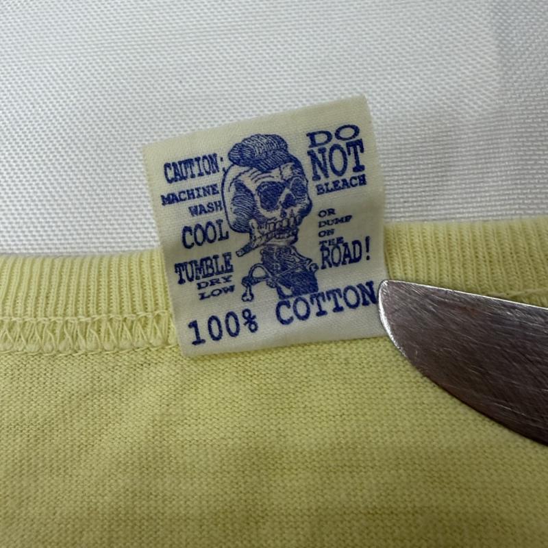 ブートレガーズ BOOTLEGGERS Tシャツ 半袖 FULL DIPPED easy rider プリントTシャツ yellow S movie Tシャツ S ロゴ、文字 X プリント 黄 / イエロー / yellow メンズ USED 古着 中古 50165961