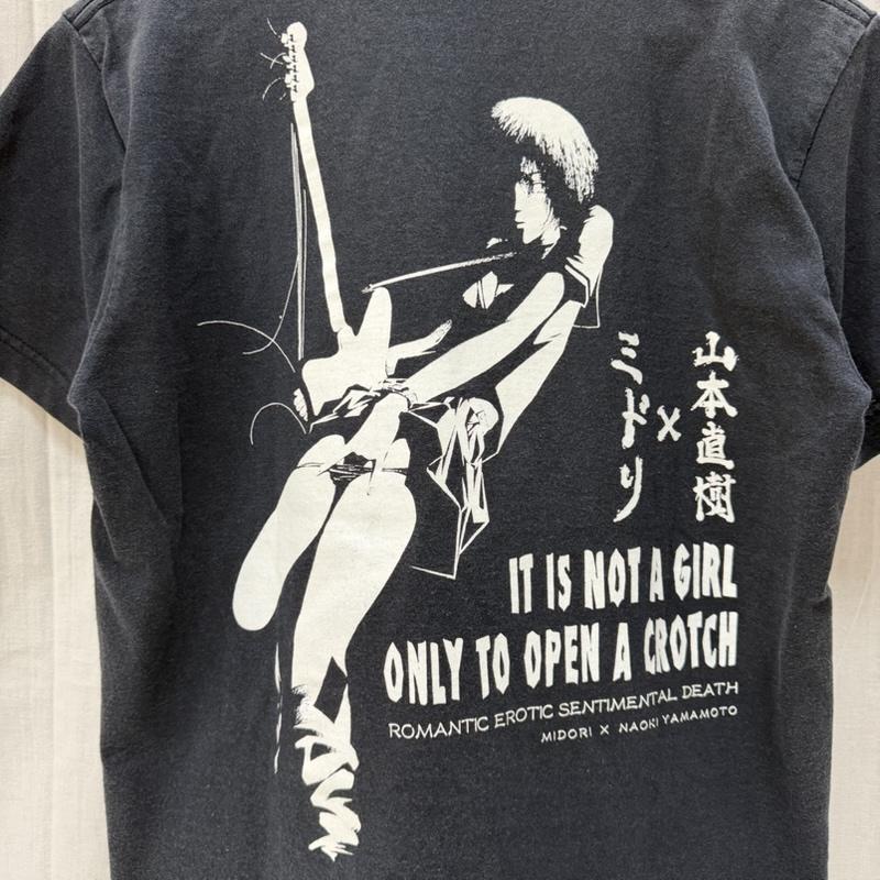 古着 USED Tシャツ 半袖 midori×山本直樹 コラボ パンクTシャツ black S S ロゴ、文字 黒 / ブラック / black X 白 / ホワイト / white メンズ USED 古着 中古 50165966