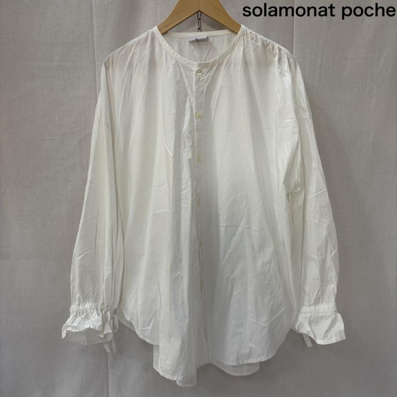 古着 USED シャツ、ブラウス 長袖 solamonat poche ソラモナポッシェ キャンディースリーブ シャツブラウス ノーカラー white - 無地 白 / ホワイト / white レディース USED 古着 中古 50165968