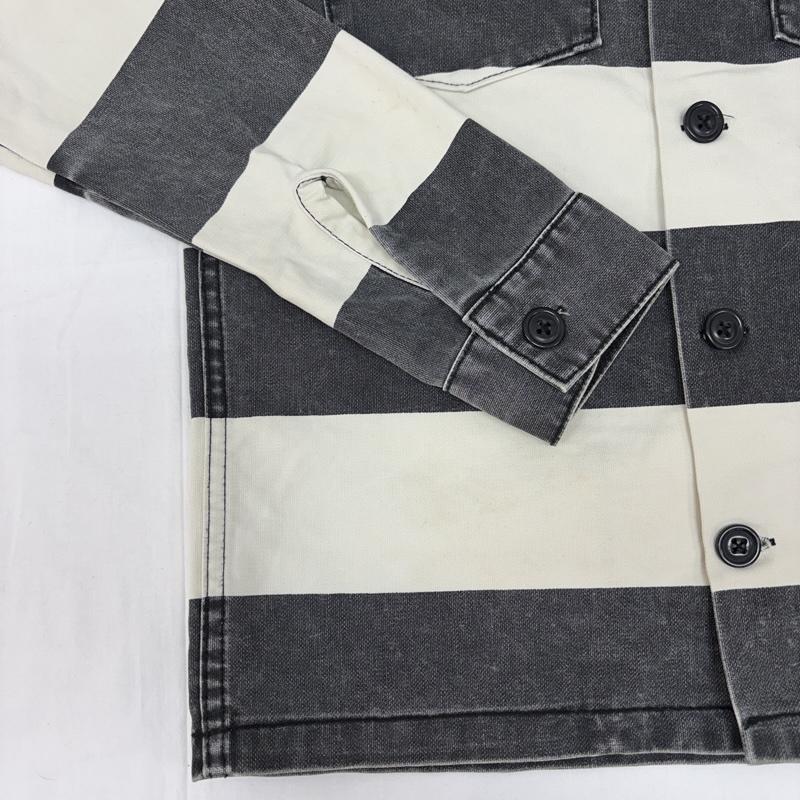 ショット schott ジャケット、上着 ジャンパー、ブルゾン 3145049 ロゴ 刺繍 ボーダー ファティーグ シャツ ジャケット S ボーダー柄 メンズ USED 古着 中古 50165981