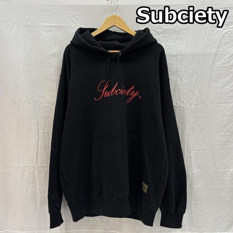 サブサエティ Subciety パーカー 長袖 ロゴ プルオーバー フーディ スウェット パーカー ビッグサイズ XL 黒 / ブラック / black メンズ USED 古着 中古 50165982