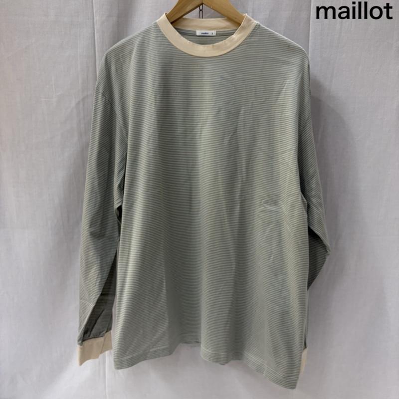 マイヨ maillot Tシャツ 長袖 Narrow Border Crew Long-T ナローボーダークルーロンT mac-24210 2 ボーダー柄 オフホワイト / オフホワイト / X 水色 / ライトブルー / メンズ USED 古着 中古 50165985