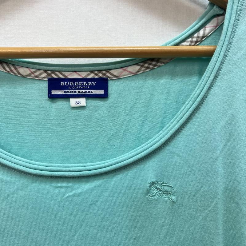 バーバリー・ブルーレーベル BURBERRY BLUE LABEL カットソー 半袖 パフスリーブ ホースロゴ 刺繍 ラウンドネックカットソー ミント 38 レディース USED 古着 中古 50166000
