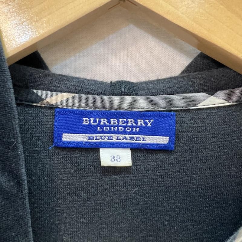 バーバリー・ブルーレーベル BURBERRY BLUE LABEL パーカー 長袖 ベロア フルジップパーカー 裾フレア 38 黒 / ブラック / black レディース USED 古着 中古 50166004