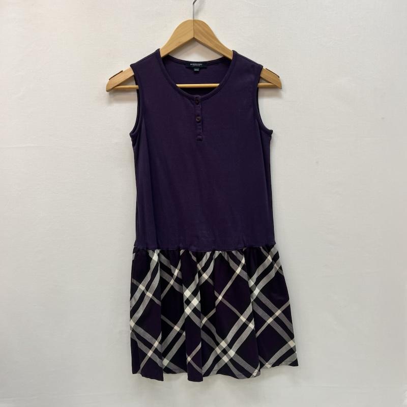 バーバリー BURBERRY ワンピース ひざ丈スカート ノバチェック 切替 ノースリーブ ワンピ 150cm 紫 / パープル / purple ガールズ USED 古着 中古 50166011