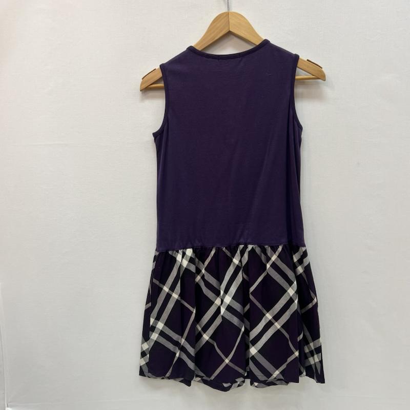 バーバリー BURBERRY ワンピース ひざ丈スカート ノバチェック 切替 ノースリーブ ワンピ 150cm 紫 / パープル / purple ガールズ USED 古着 中古 50166011