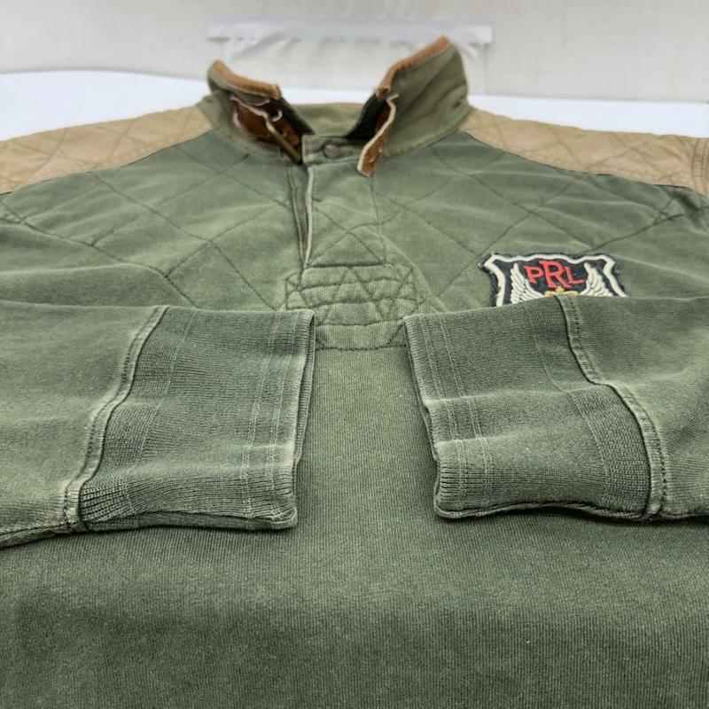 ポロラルフローレン POLO RALPH LAUREN ポロシャツ 長袖 90s モーターサイクル ラガーシャツ ポロシャツ ワッペン エルボーパッチ XXL - カーキオリーブ / カーキオリーブ / メンズ USED 古着 中古 50166014